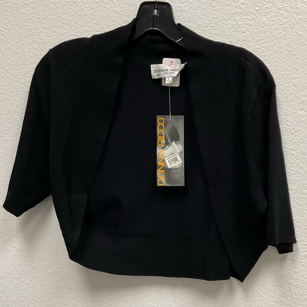 Donna Ricco Black Short-Sleeve Open-Front Bolero
